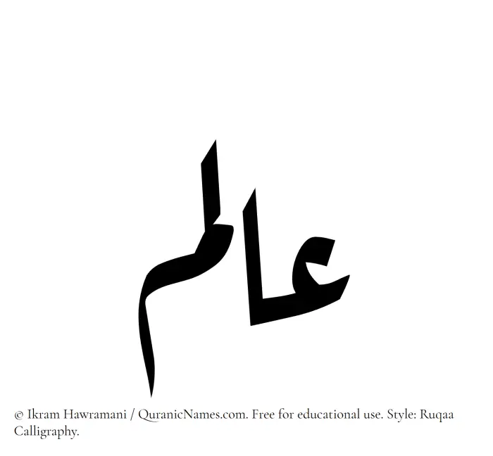 The Muslim name Aalam written in Ruqaa calligraphic script
