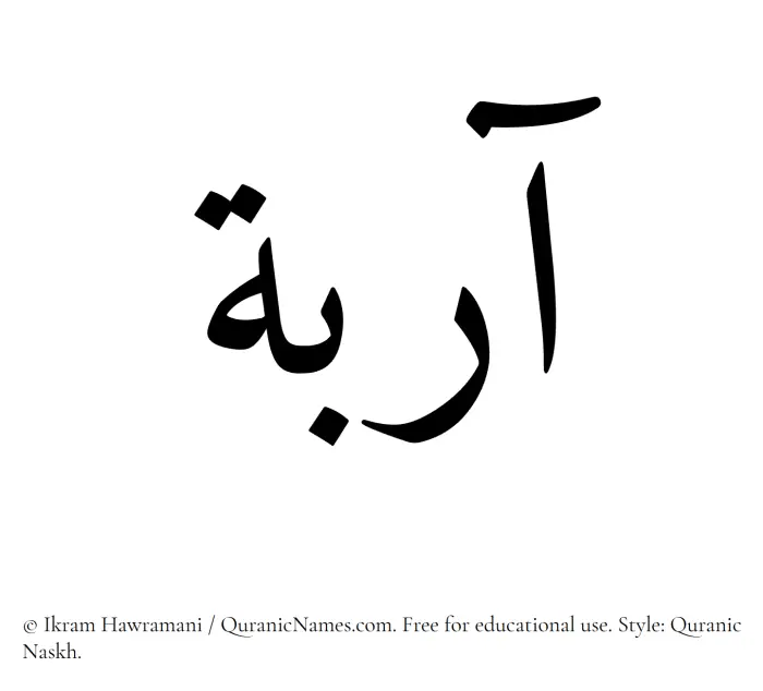The Muslim name Aaribah written in Quranic naskh script