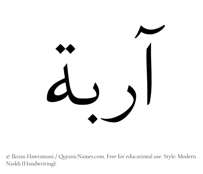 The Muslim name Aaribah written in naskh script