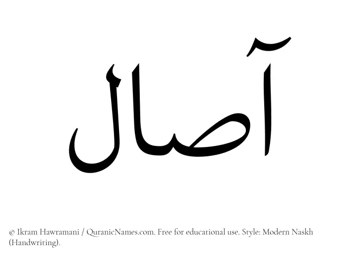 The Muslim name Aasal written in naskh script