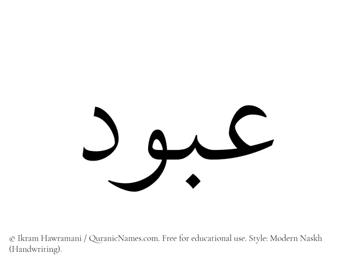 The Muslim name Abbood written in naskh script