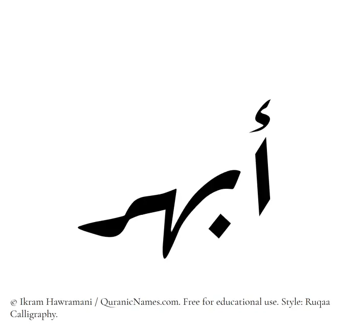 The Muslim name Abhar written in Ruqaa calligraphic script