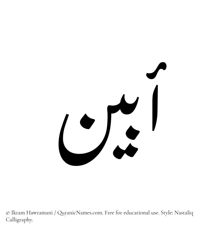 The Muslim name word Abyan written in Nastaliq calligraphic script