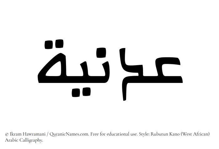 The Muslim name Adniyyah written in Rubutun Kano calligraphic script
