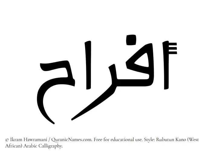 The Muslim name Afrah written in Rubutun Kano calligraphic script