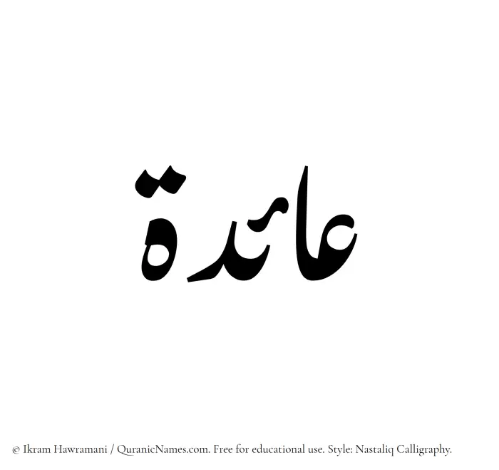 The Muslim name word Aida written in Nastaliq calligraphic script