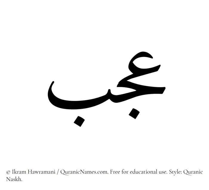 The Muslim name Ajab written in Quranic naskh script