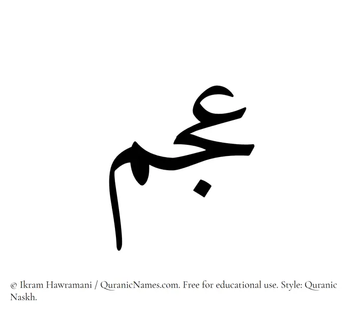 The Muslim name Ajam written in Quranic naskh script