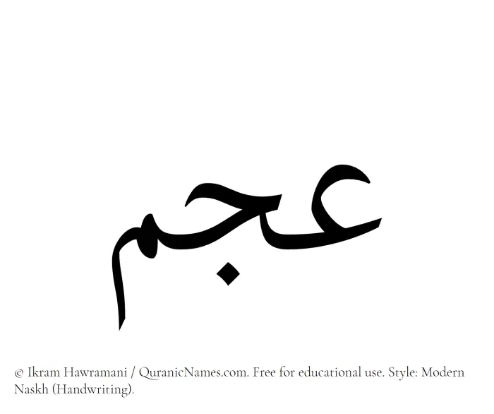 The Muslim name Ajam written in naskh script