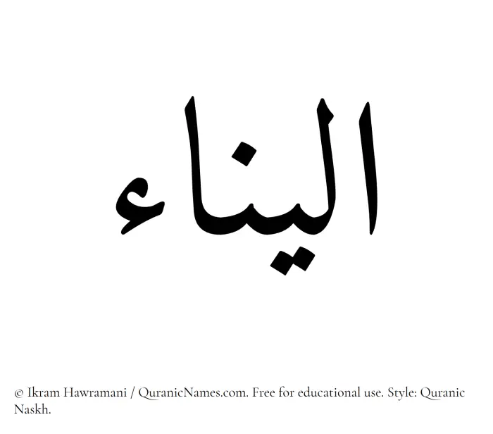 The Muslim name Aleena written in Quranic naskh script