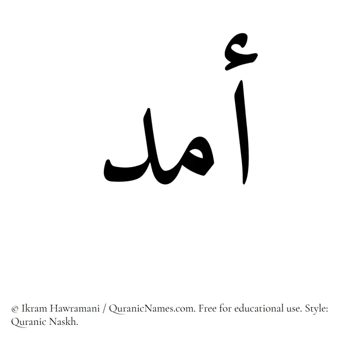 The Muslim name Amad written in Quranic naskh script