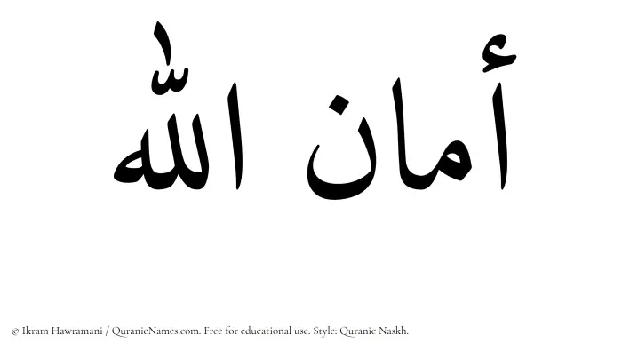 The Muslim name Amanullah written in Quranic naskh script