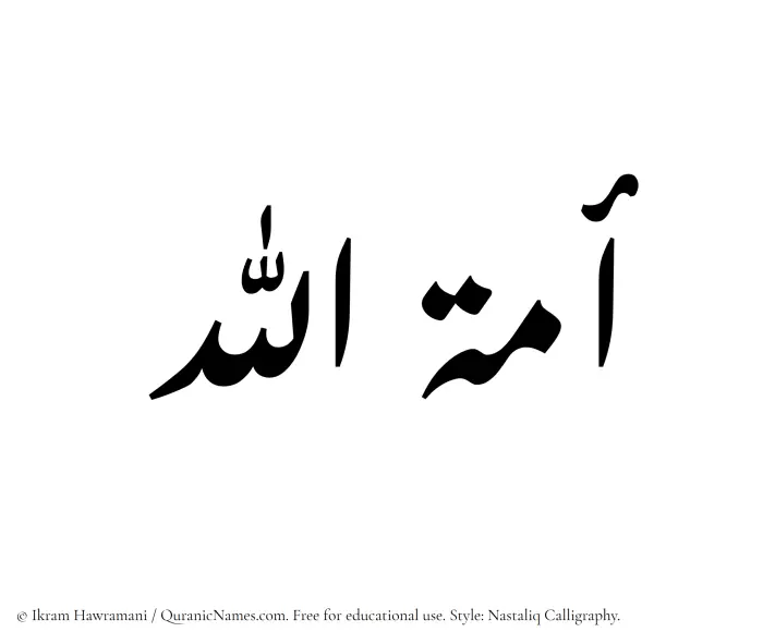 The Muslim name word Amatul Basit written in Nastaliq calligraphic script