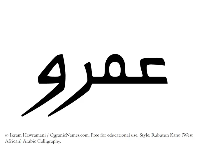 The Muslim name Amr written in Rubutun Kano calligraphic script
