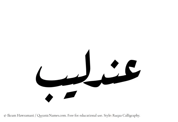 The Muslim name Andalib written in Ruqaa calligraphic script
