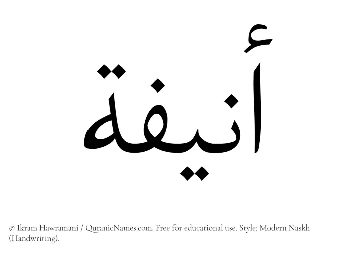 The Muslim name Anifa written in naskh script