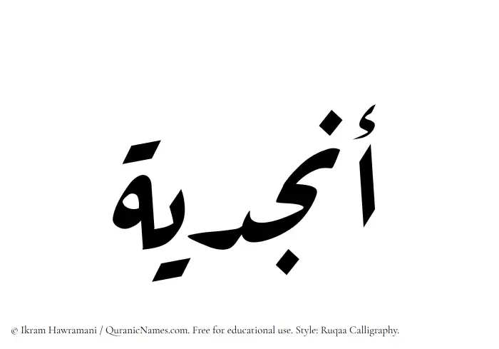 The Muslim name Anjudiya written in Ruqaa calligraphic script