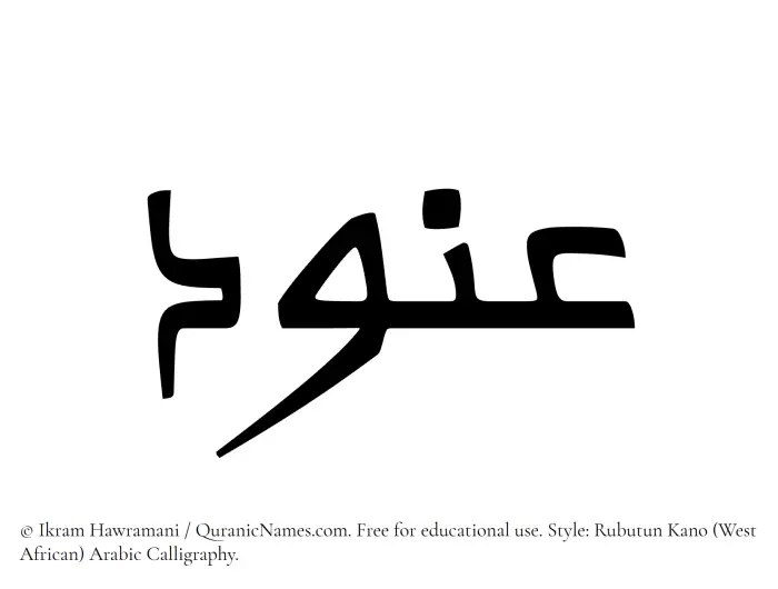 The Muslim name Anoud written in Rubutun Kano calligraphic script