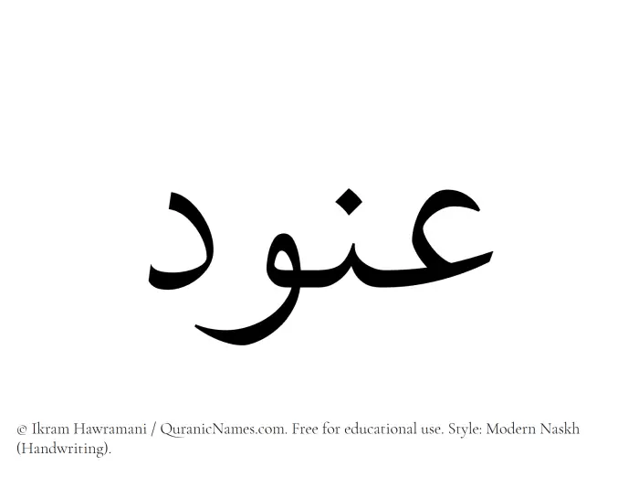 The Muslim name Anoud written in naskh script