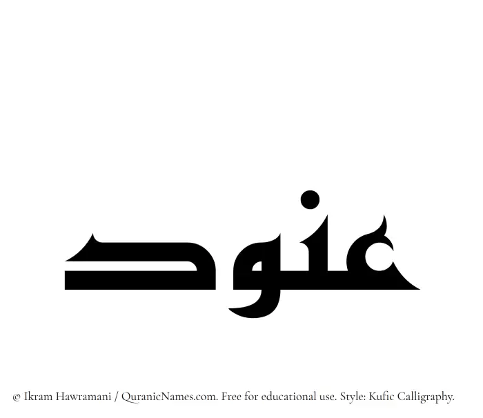 The Muslim name Anoud written in Kufi/Kufic calligraphic script