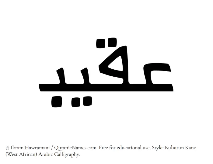 The Muslim name Aqeeb written in Rubutun Kano calligraphic script