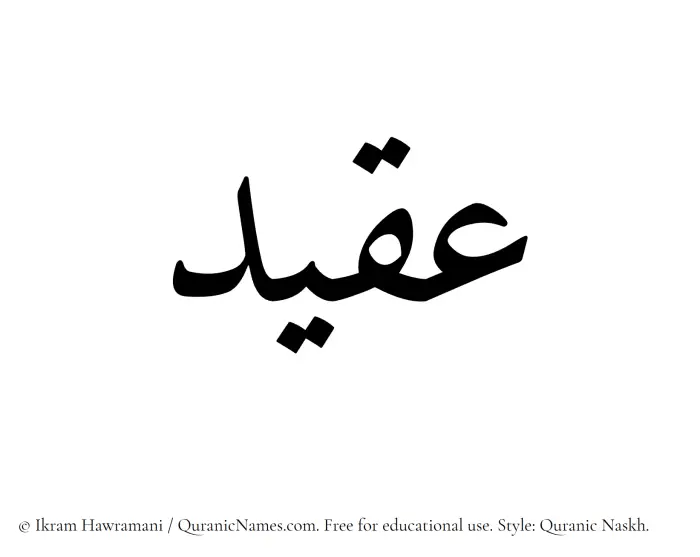 The Muslim name Aqeed written in Quranic naskh script