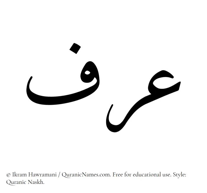 The Muslim name Arf written in Quranic naskh script