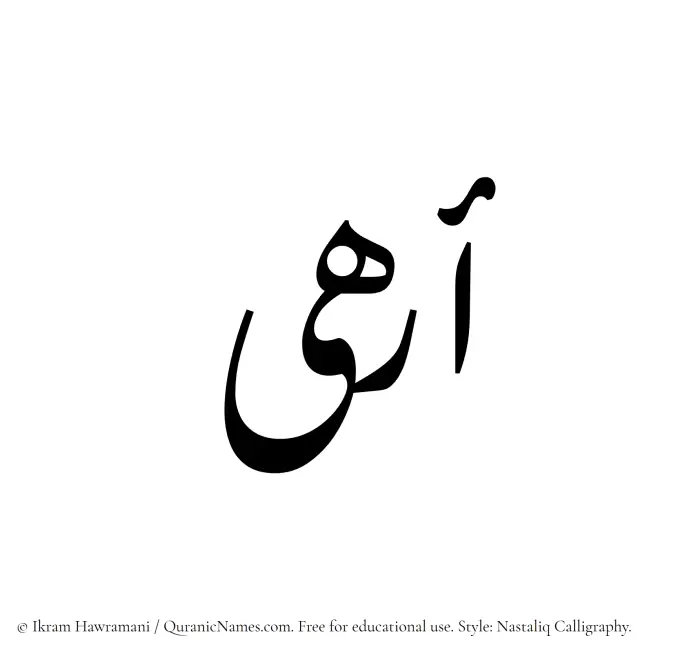 The Muslim name word Arhaa written in Nastaliq calligraphic script