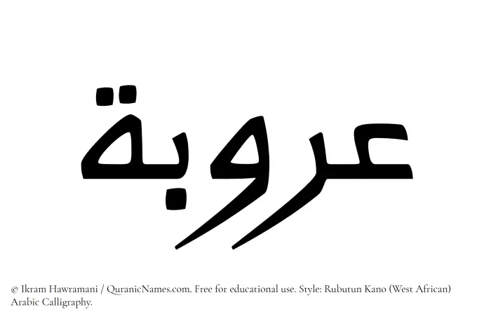 The Muslim name Arooba written in Rubutun Kano calligraphic script