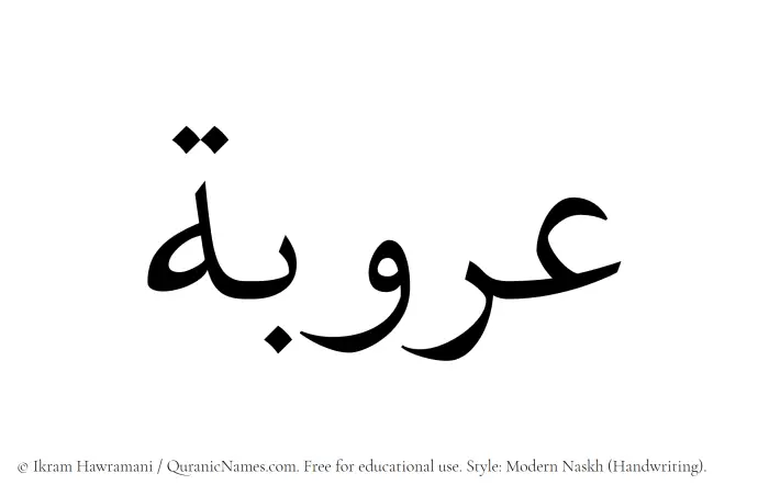 The Muslim name Arooba written in naskh script