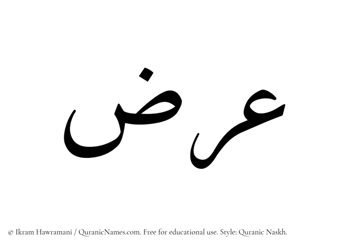 The Muslim name Arz written in Quranic naskh script