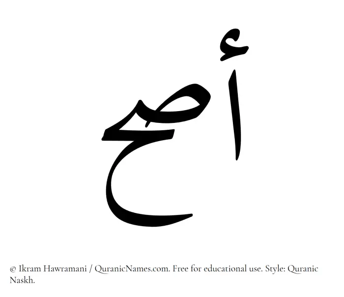 The Muslim name Asah written in Quranic naskh script