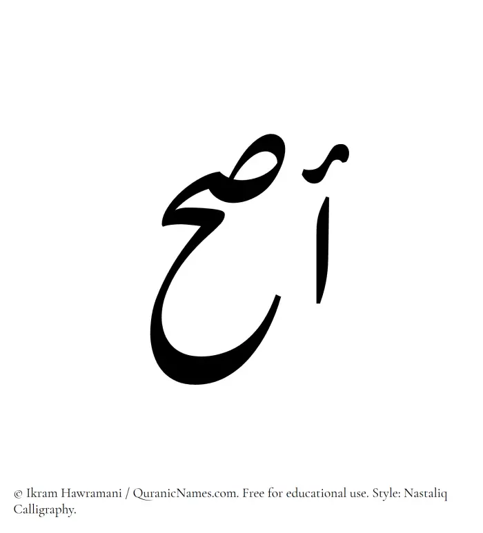 The Muslim name word Asah written in Nastaliq calligraphic script