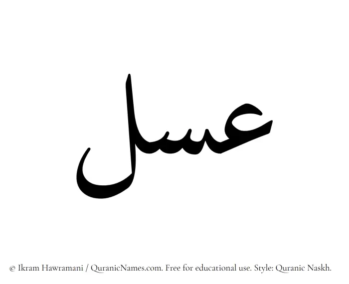 The Muslim name Asal written in Quranic naskh script