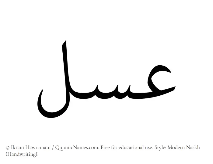 The Muslim name Asal written in naskh script