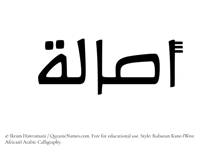 The Muslim name Asala written in Rubutun Kano calligraphic script