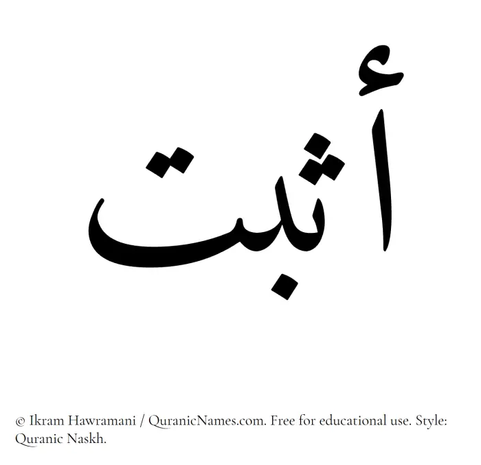 The Muslim name Asbat written in Quranic naskh script