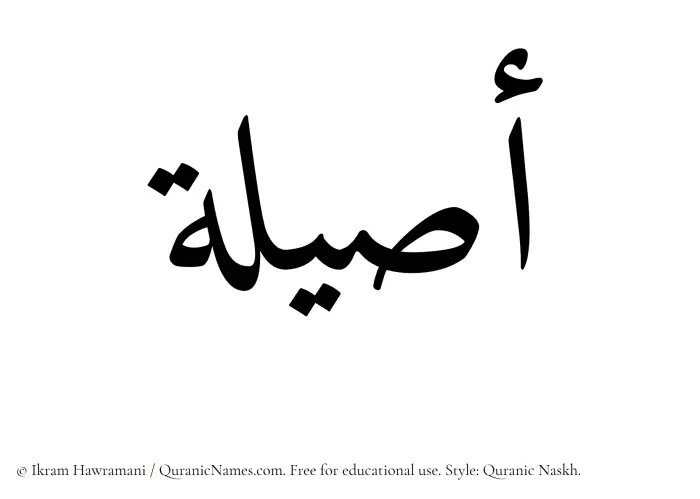 The Muslim name Aseela written in Quranic naskh script