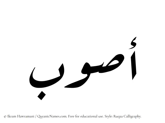 The Muslim name Aswab written in Ruqaa calligraphic script