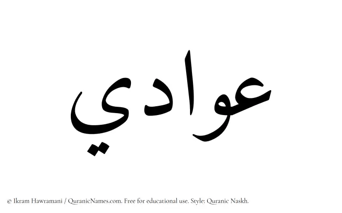 The Muslim name Awadi written in Quranic naskh script