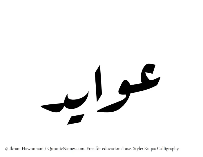 The Muslim name Awayed written in Ruqaa calligraphic script