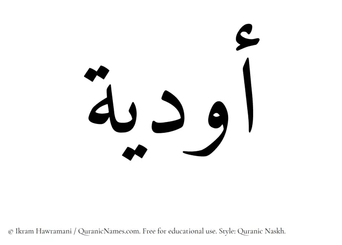 The Muslim name Awdiya written in Quranic naskh script