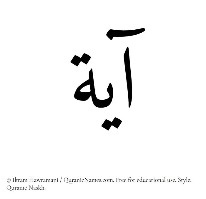 The Muslim name Ayah written in Quranic naskh script