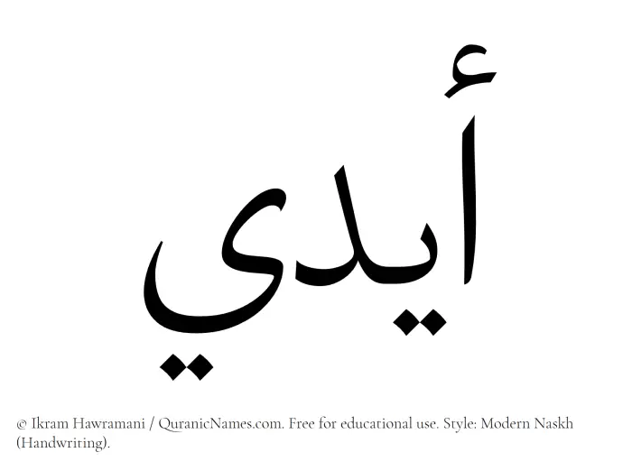 The Muslim name Aydi written in naskh script