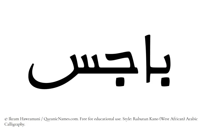 The Muslim name Bajes written in Rubutun Kano calligraphic script