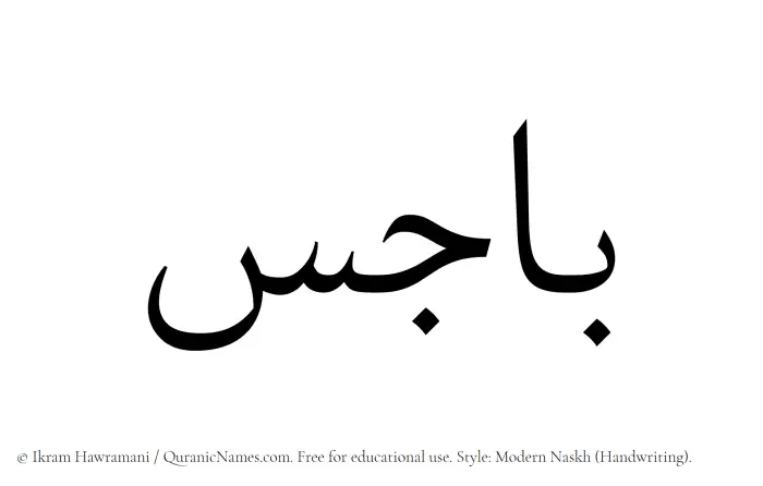 The Muslim name Bajes written in naskh script