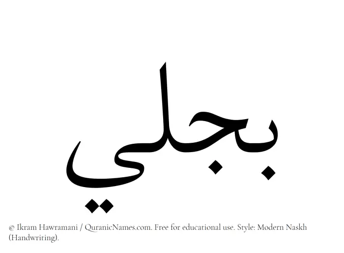 The Muslim name Bajli written in naskh script