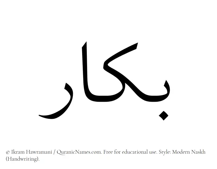 The Muslim name Bakkar written in naskh script