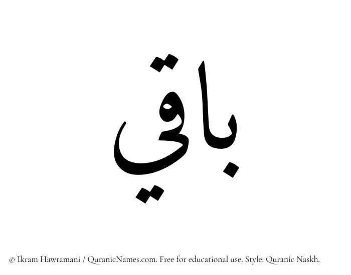 The Muslim name Baqee written in Quranic naskh script