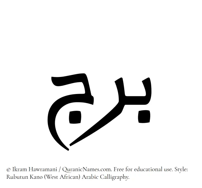 The Muslim name Baraj written in Rubutun Kano calligraphic script